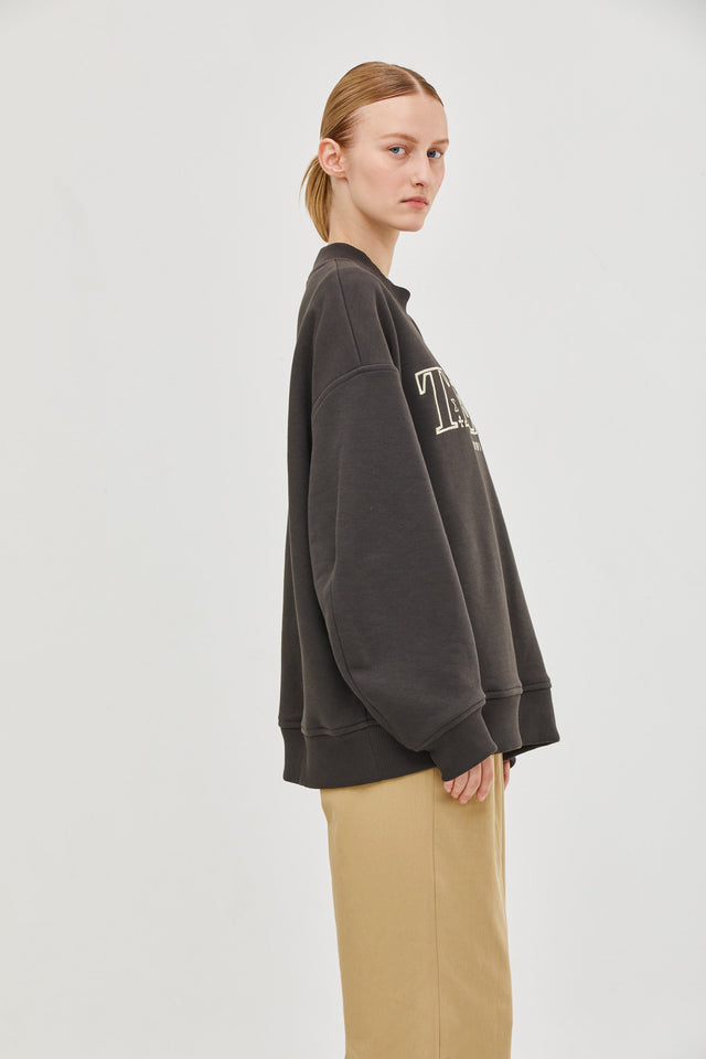 Embroidered Oversized Sweatshirt Warm Grey