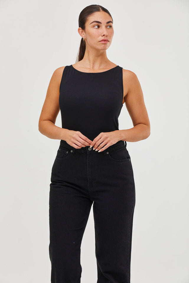 Vera Rib Tank Top Black