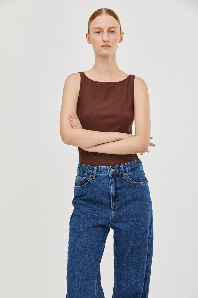 Vera Rib Tank Top Brown