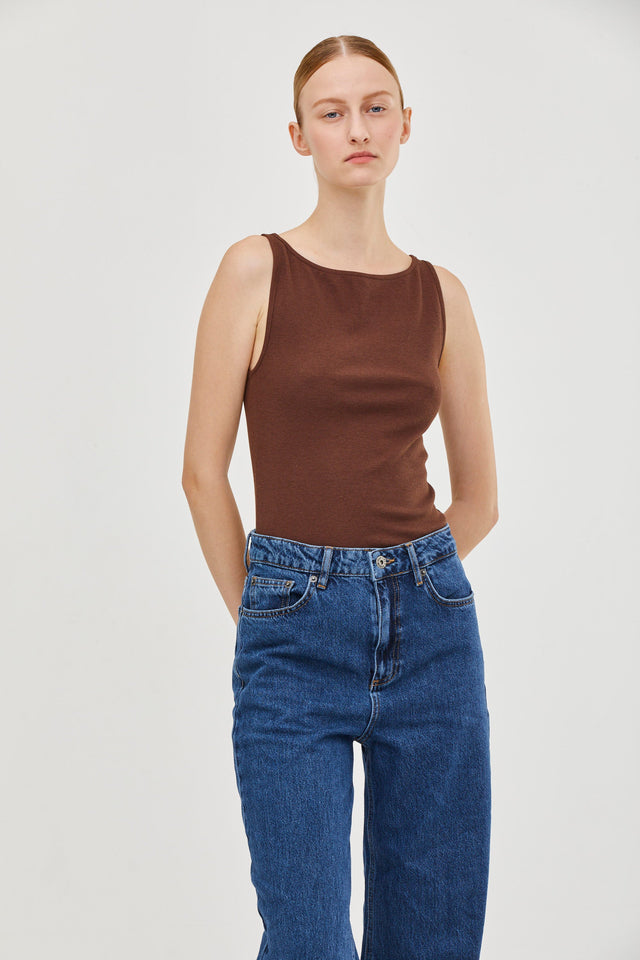 Vera Rib Tank Top Brown