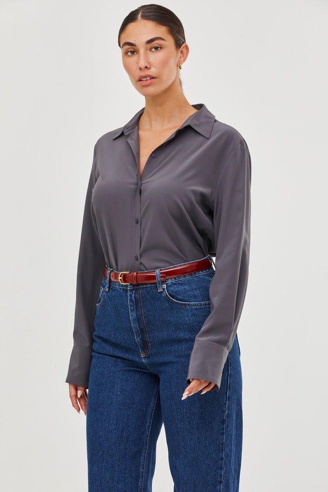 Molly Silk Blouse Grey