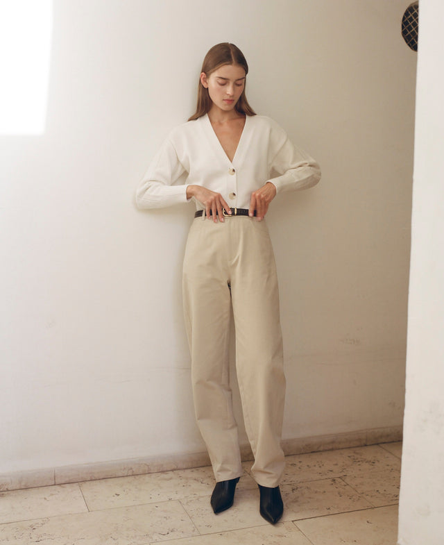 Barrel Leg Pants Sage Beige