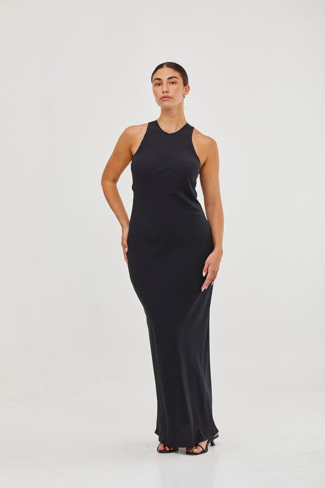 Niki Silk Slip Dress Black