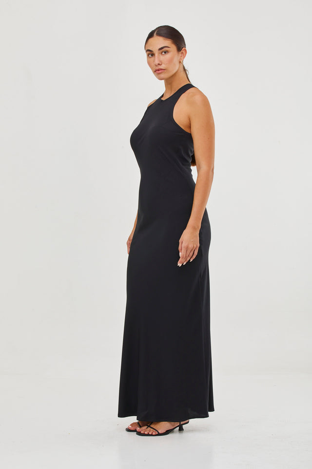 Niki Silk Slip Dress Black