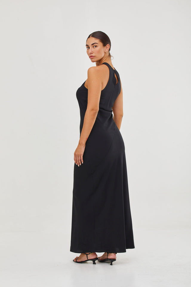 Niki Silk Slip Dress Black