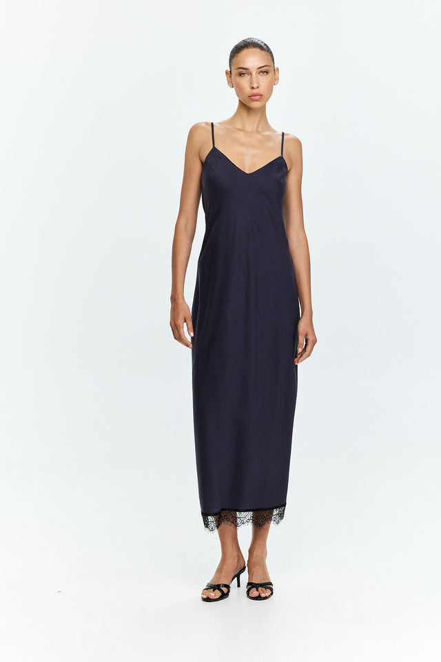 Lace Slip Dress Blue