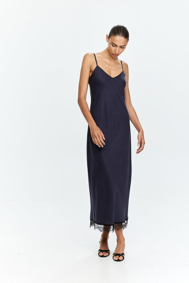 Lace Slip Dress Blue