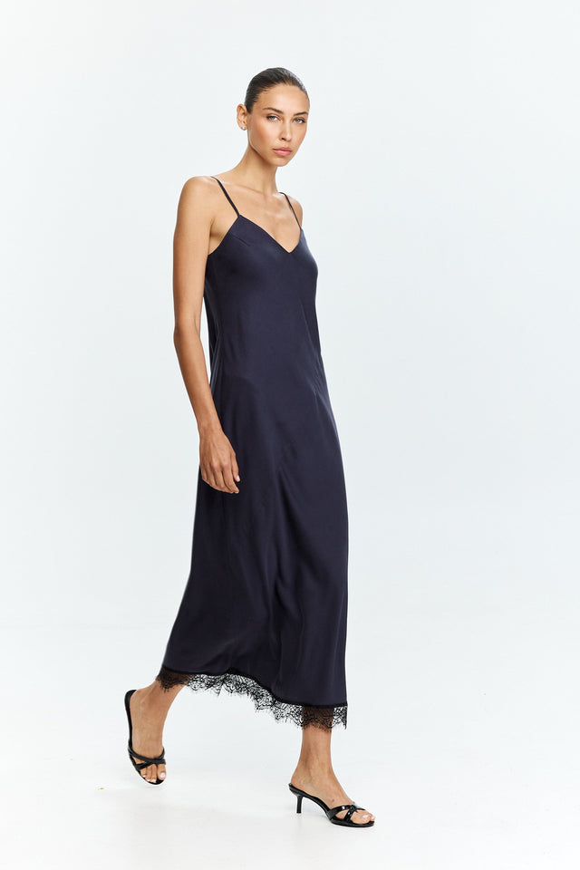 Lace Slip Dress Blue