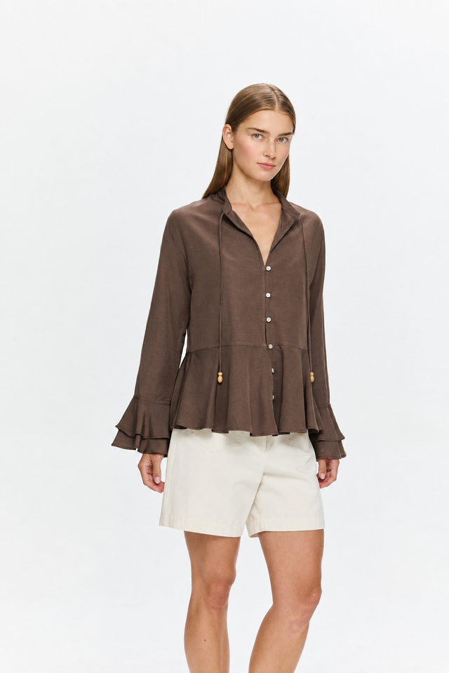 Charlotte Blouse Tencel Brown