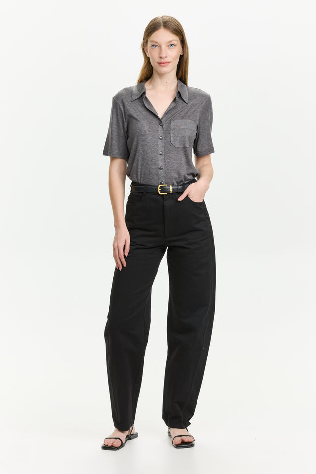 Barrel Leg Pants Black