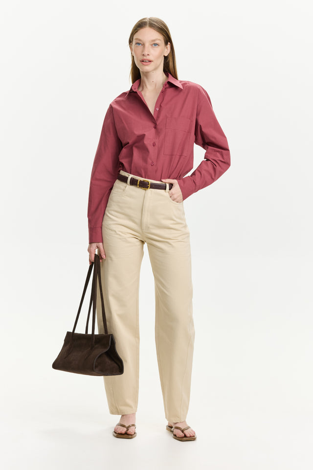Barrel Leg Pants Beige
