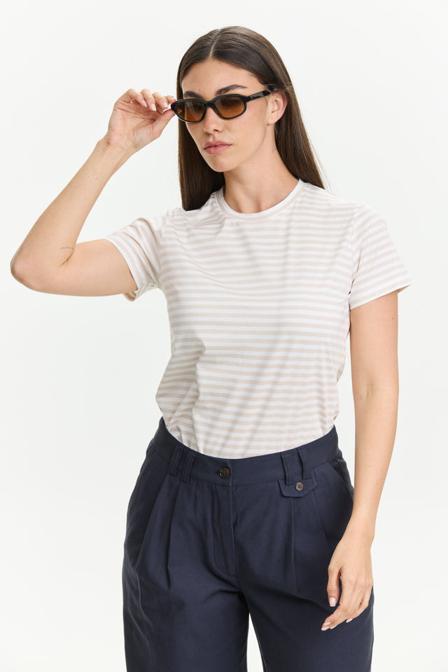 Tres fitted T Stripes Beige