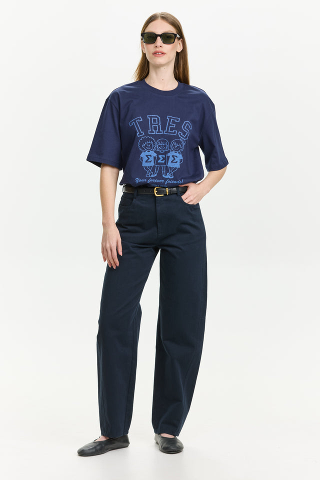 Barrel Leg Pants Navy