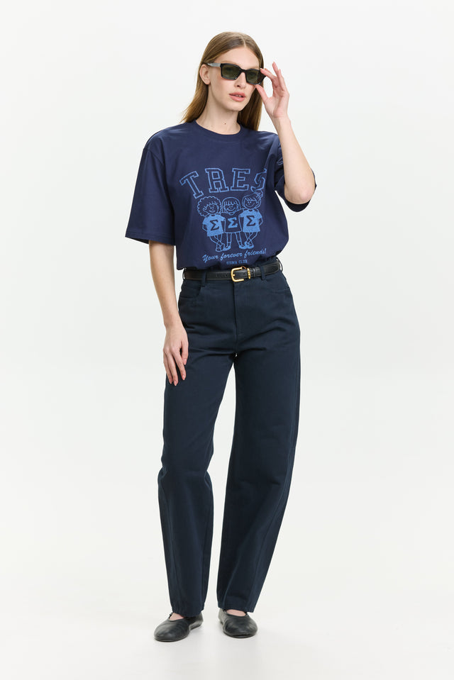 Barrel Leg Pants Navy