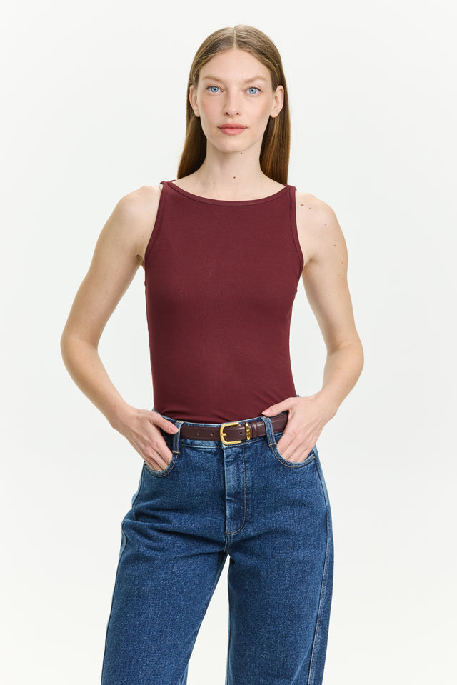 Vera Rib Tank Top Bordeaux