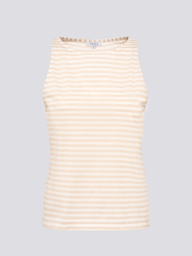 Boat neck Stripes Beige