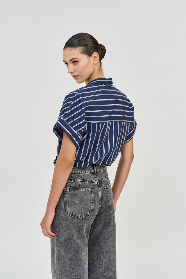 Daniel Blouse Navy Blue stripes