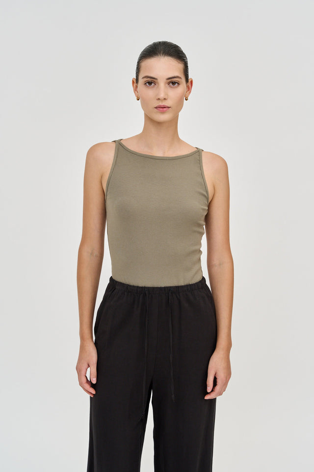 Vera Rib Tank Top Olive