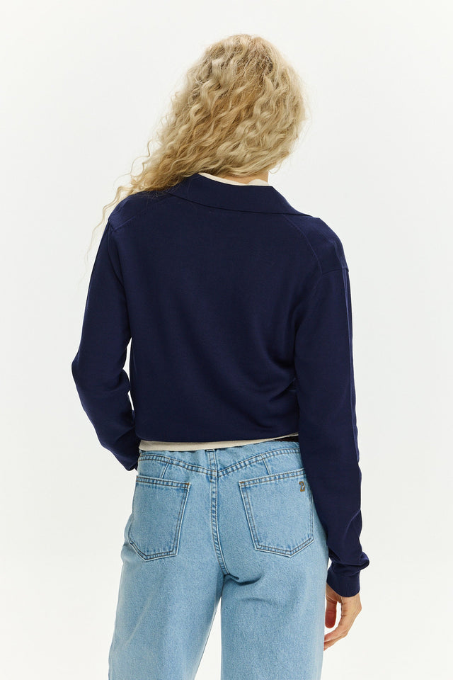 Long Sleeve Polo Night Blue