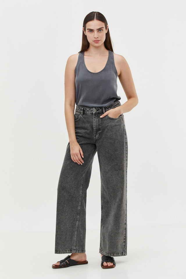 Wide Leg Denim Washed Grey