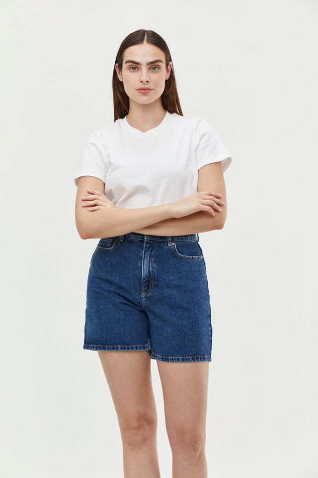 Short Denim Washed Indigo