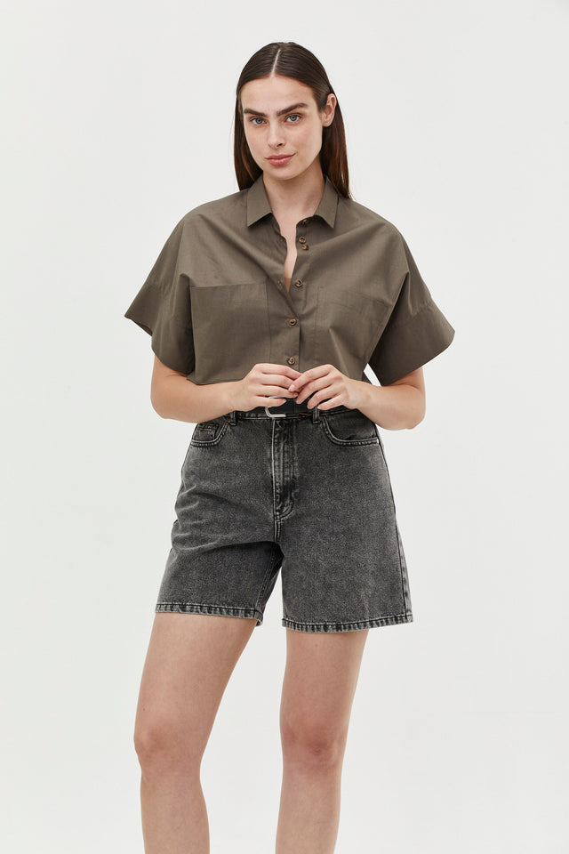 Short Denim Washed Grey