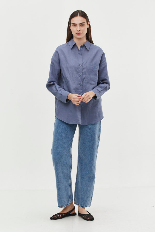 Andy Blouse Linen Denim Blue