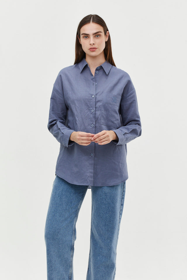 Andy Blouse Linen Denim Blue