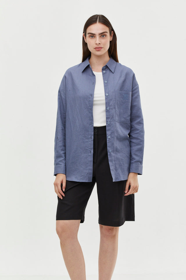 Andy Blouse Linen Denim Blue