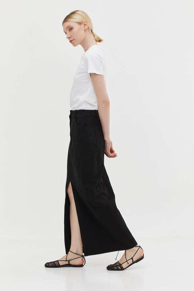 Denim Maxi Skirt Black