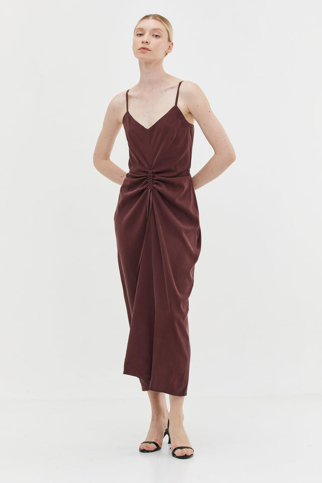 Nina Dress Cupro Burgundy