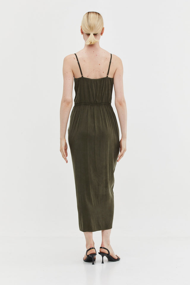 Nina Dress cupro Dark Olive