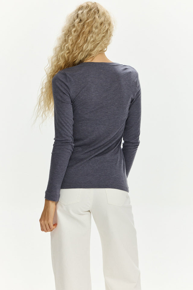 Mili Tencel Round Neck Top Grey