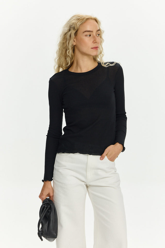 Fleur Long Sleeve T Black