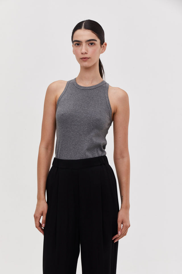 Zoe Rib Top Dark Grey