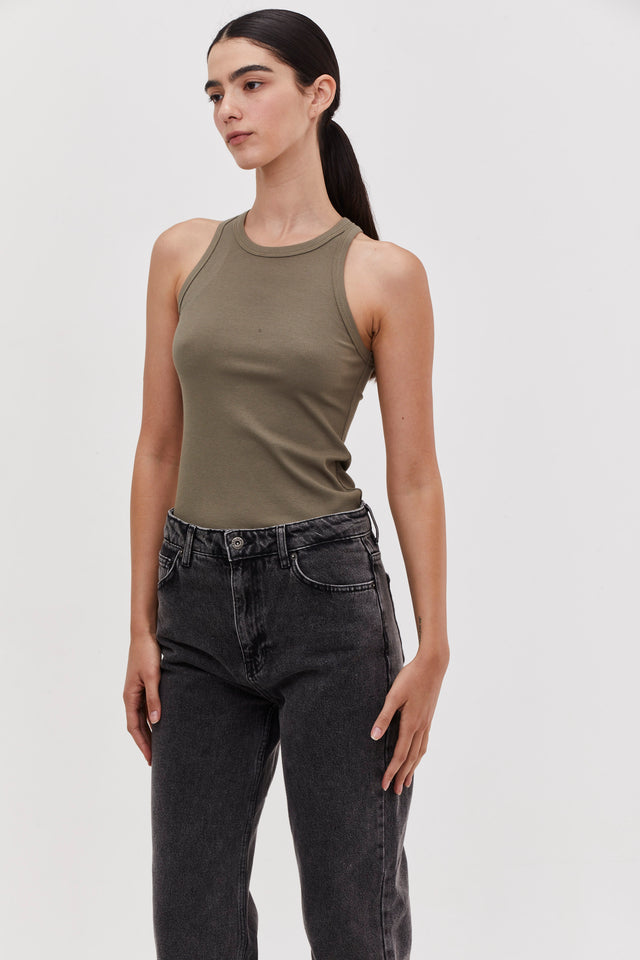 Zoe Rib Top Olive