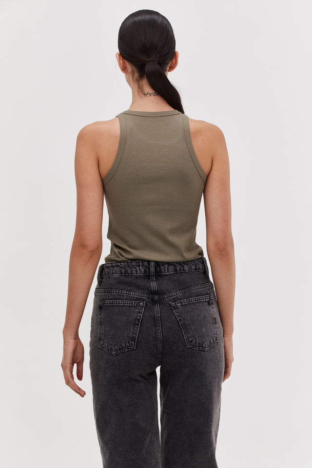 Zoe Rib Top Olive