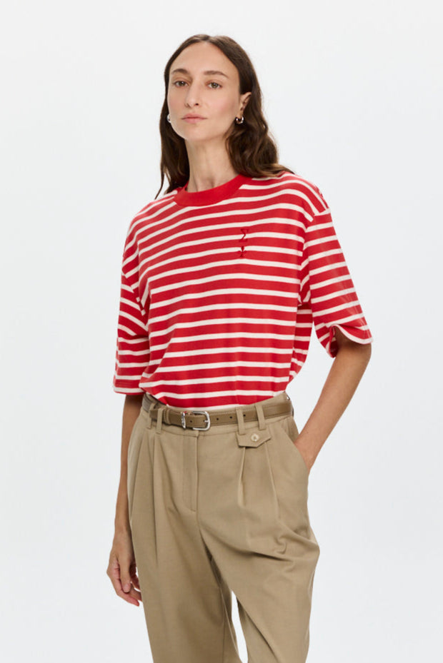 Oversized Sigma T Stripes Red