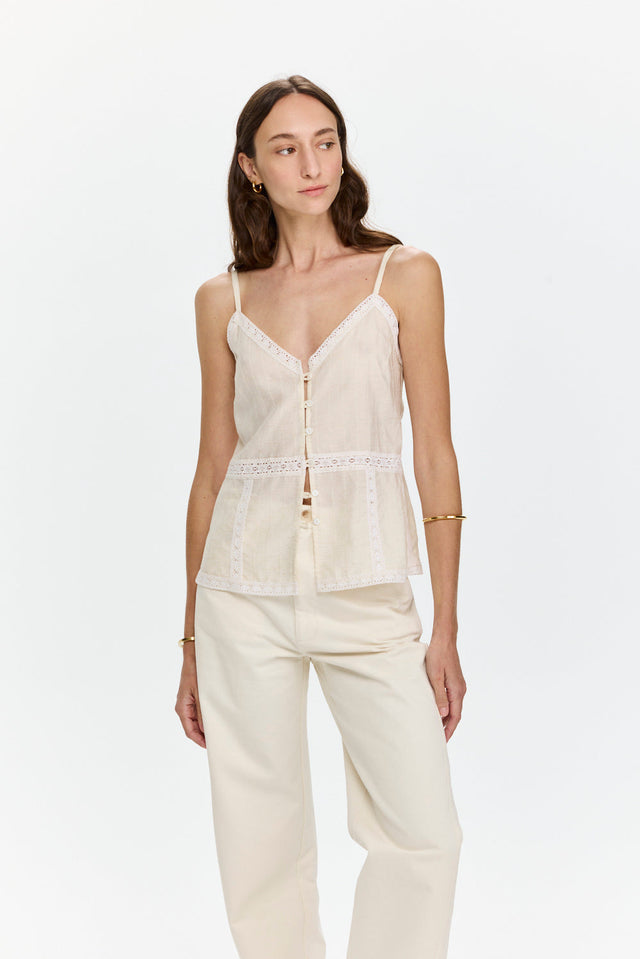 Camille Lace Top Beige