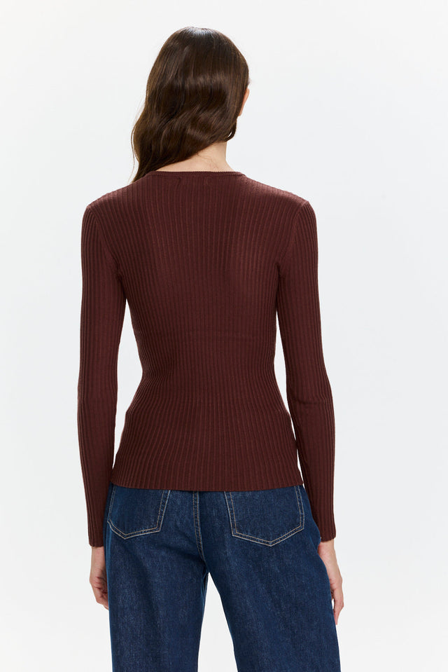 Pre-order Rose Buttoned Knit Deep Mahogany