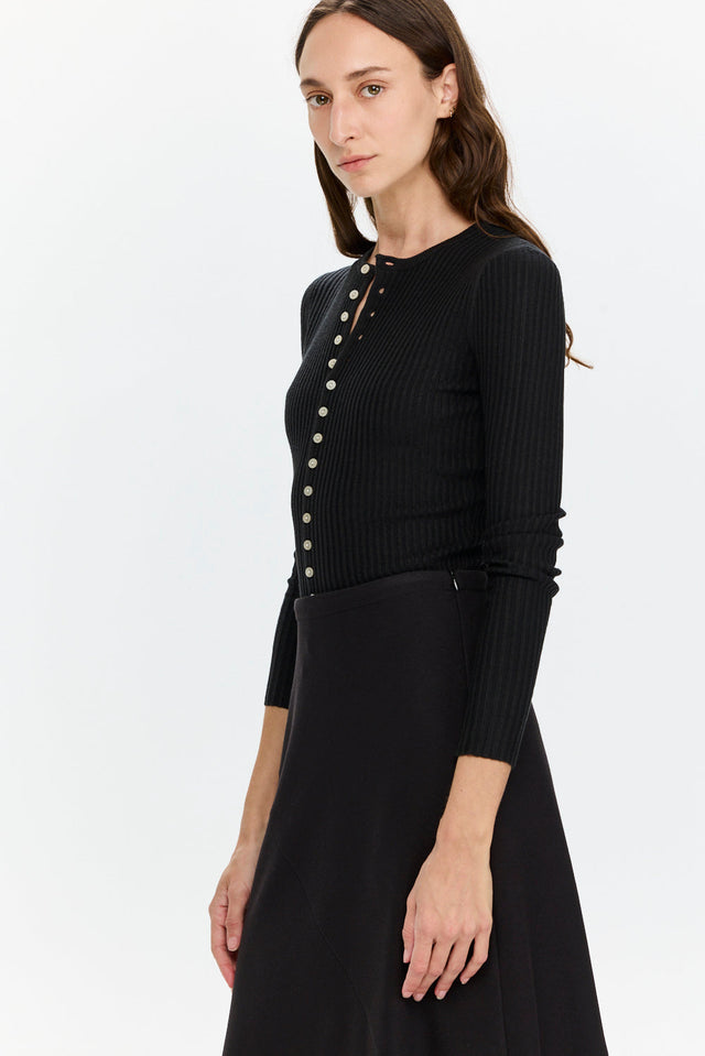 Pre-order Rose Buttoned Knit Black