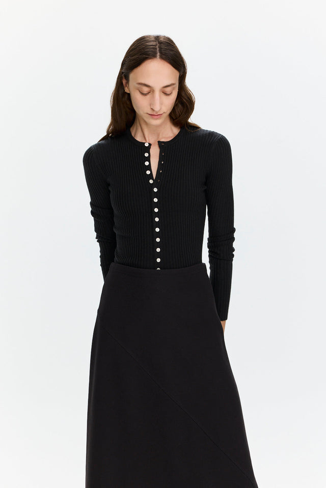 Pre-order Rose Buttoned Knit Black