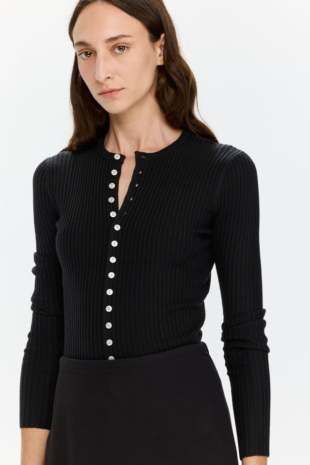 Pre-order Rose Buttoned Knit Black