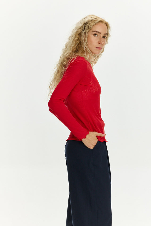 Fleur Long Sleeve T Red