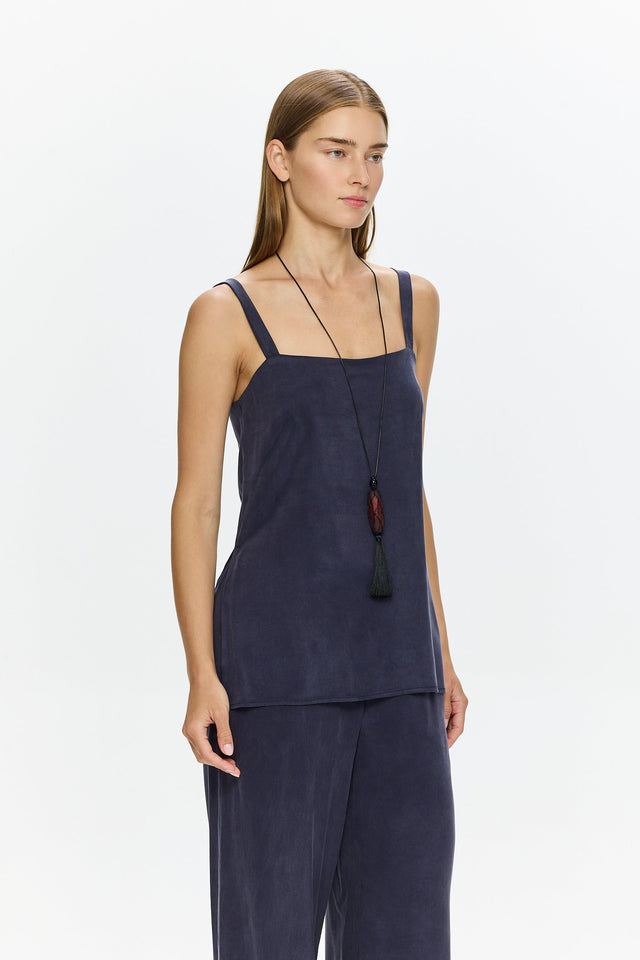 Margot Cupro Top Navy