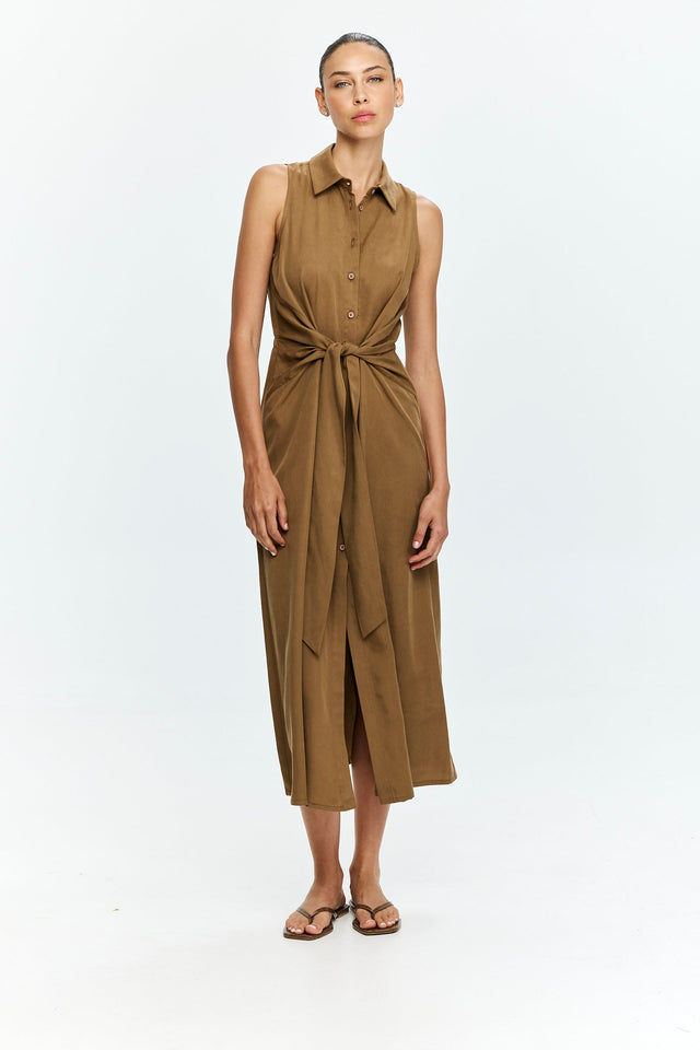 Sean Tie Dress Camel