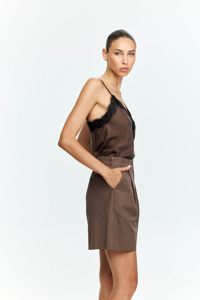 Celine Lace Top Dusty Brown
