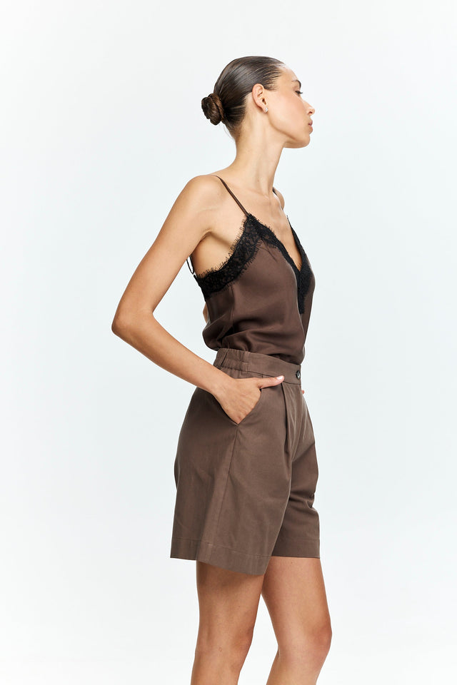 Celine Lace Top Dusty Brown