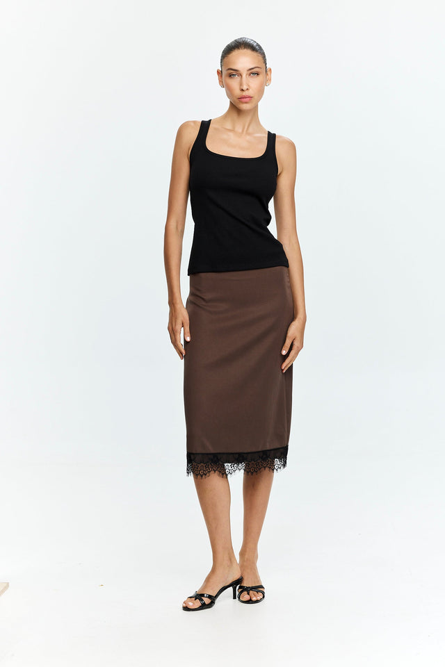 Celine Lace Skirt Dusty Brown