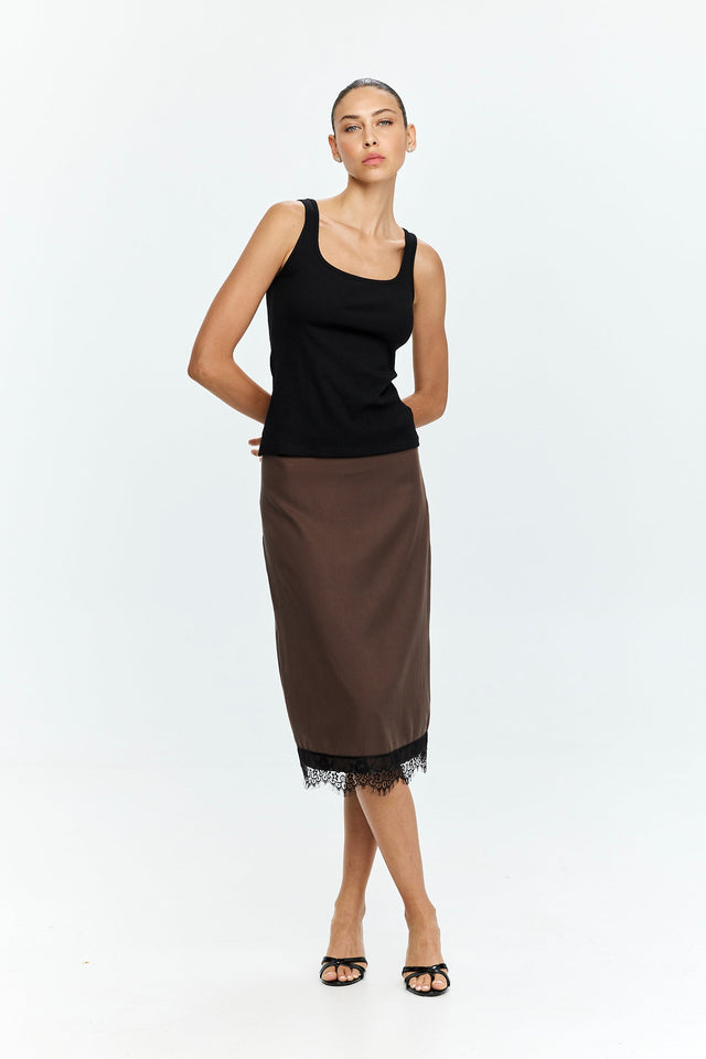 Celine Lace Skirt Dusty Brown